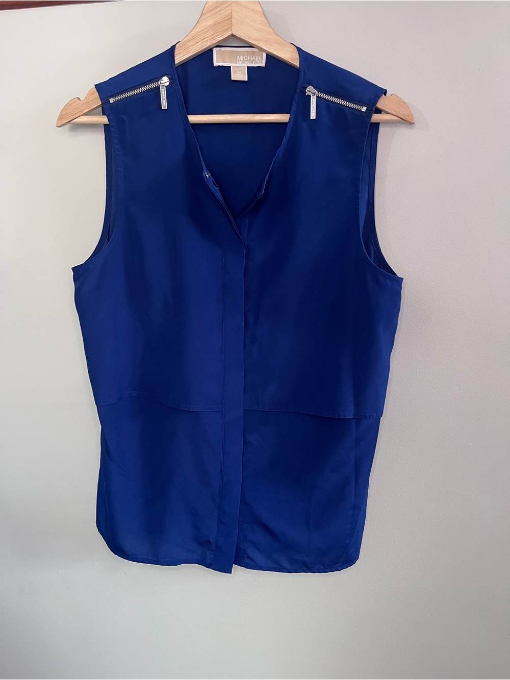 Michael Michael Kors Royal Blue Sleeveless Zipper Detail Blouse Medium